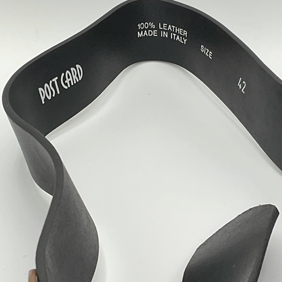 “POST CARD” 100% Black Leather Rhinestone Cross Belt Made In Italy. - Picture 3 of 7